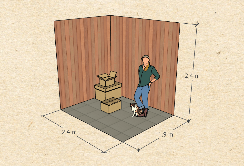 Средний бокс 4,5 м², габариты 2,4 × 1,9 × высота 2,4 м